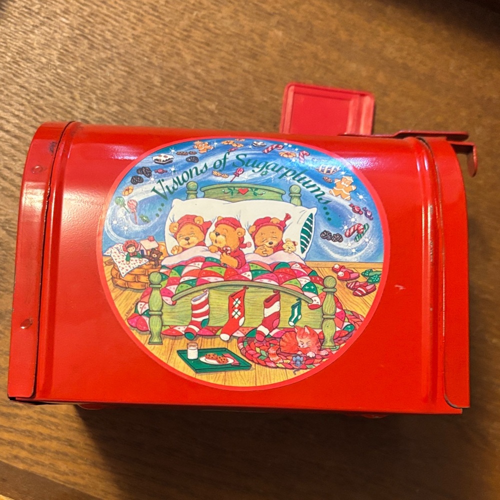Red Kids Toy Mailbox with Christmas Design